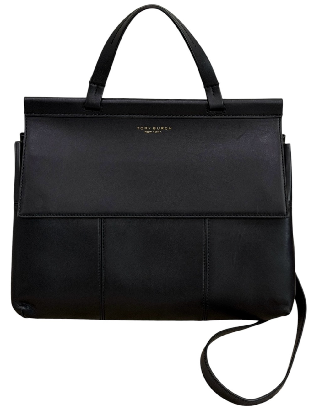 Tory Burch Structured Block-T Satchel In Black
